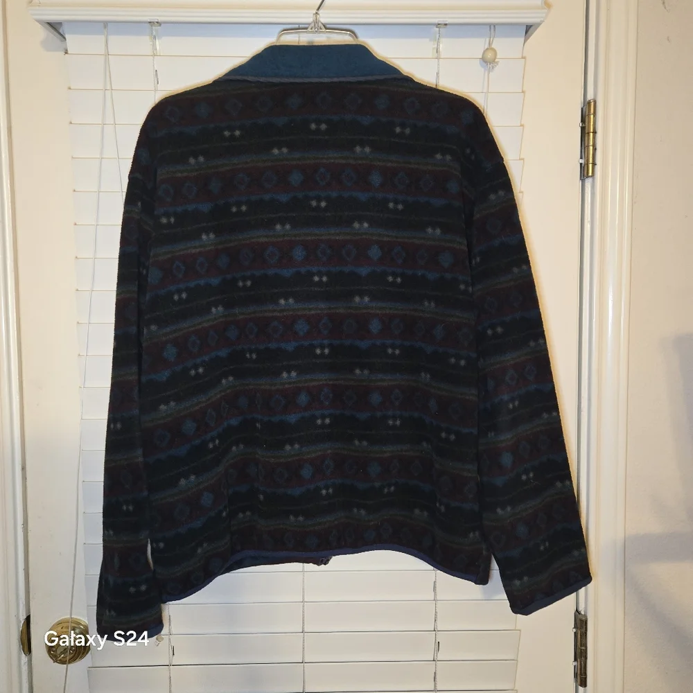 VintageWomens L.L. Bean Geometric Aztec Multicolor‎ Full-zip Fleece Jacket Sz XL